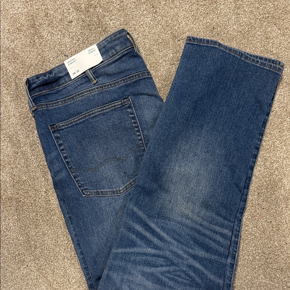 Men’s American Eagle Airflex + Ultrasoft original straight blue jeans Sz 38 x 32
